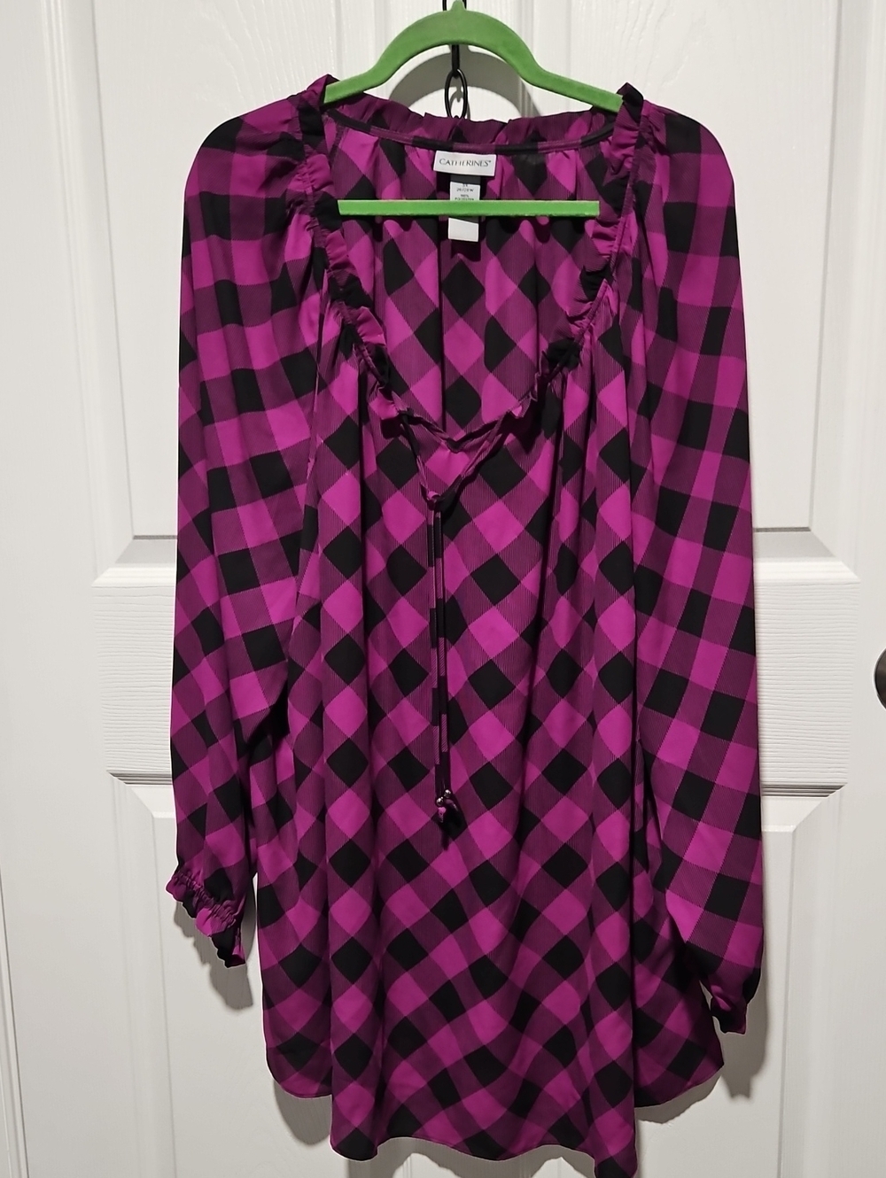 Catherines Purple and Black Plaid Tunic Top